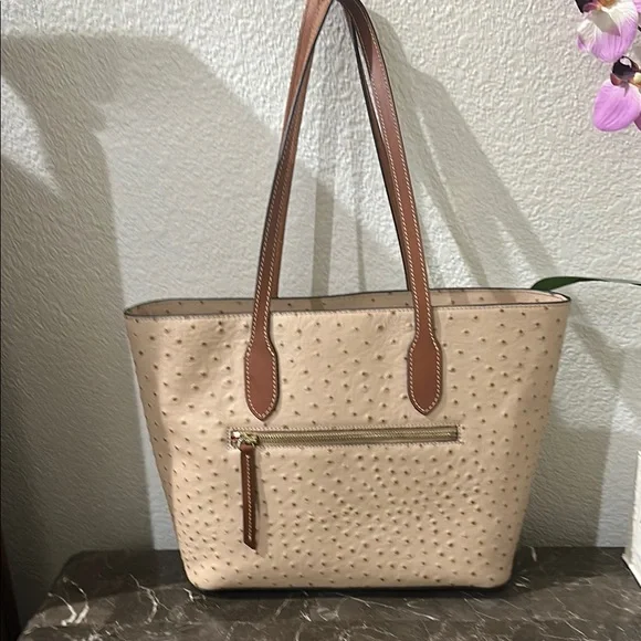 Dooney & Bourke Cream Ostrich-Embossed Tote - Picture 2 of 2
